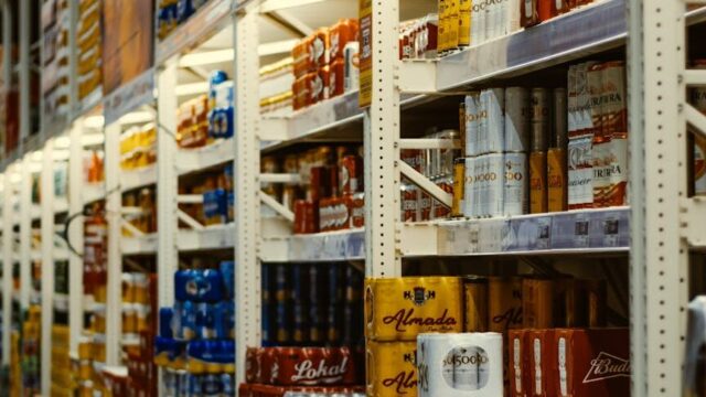 an aisle in a supermarket